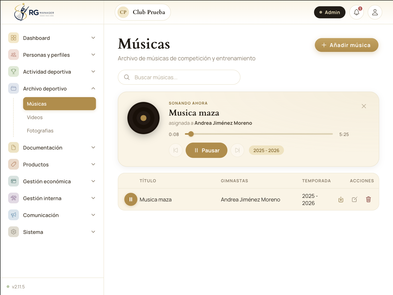 Repositorio de músicas y material audiovisual del club